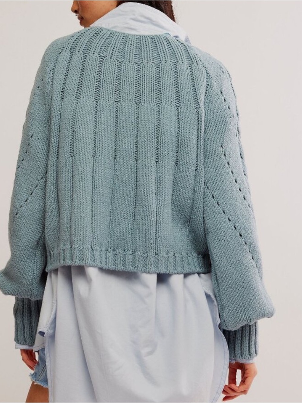 NWT FREE PEOPLE Sandre Pullover Ancient Turquoise SZ: L - Picture 4 of 9